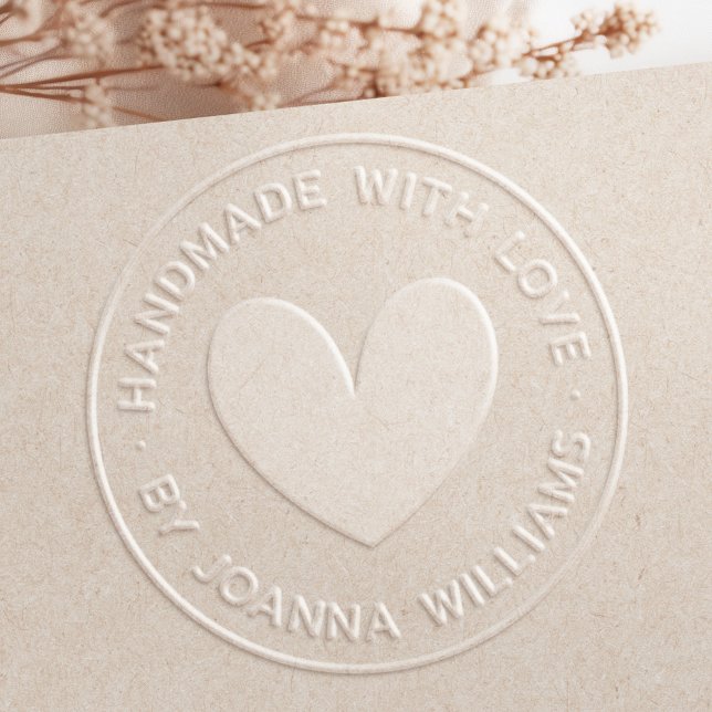 Handmade with love by custom name modern minimal embosser (Handmade with love by custom name modern minimal embosser)