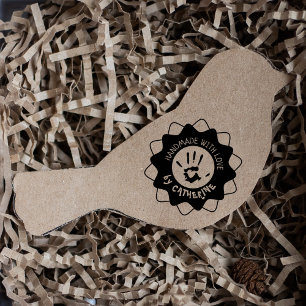 Handmade with love by (custom name) rubber stamp