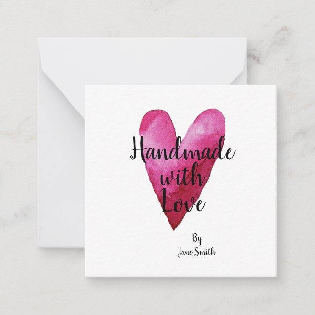 Handmade with Love By Gift Tags Note Card (Front)