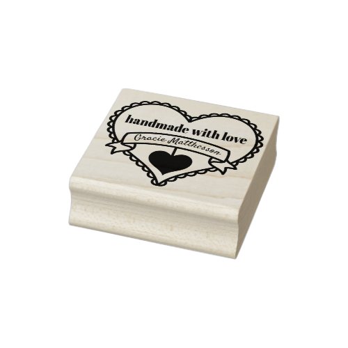 Handmade with Love by  Rustic Heart Personalized Rubber Stamp