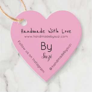 Handmade With Love By Suzi Heart Pink Price Tags