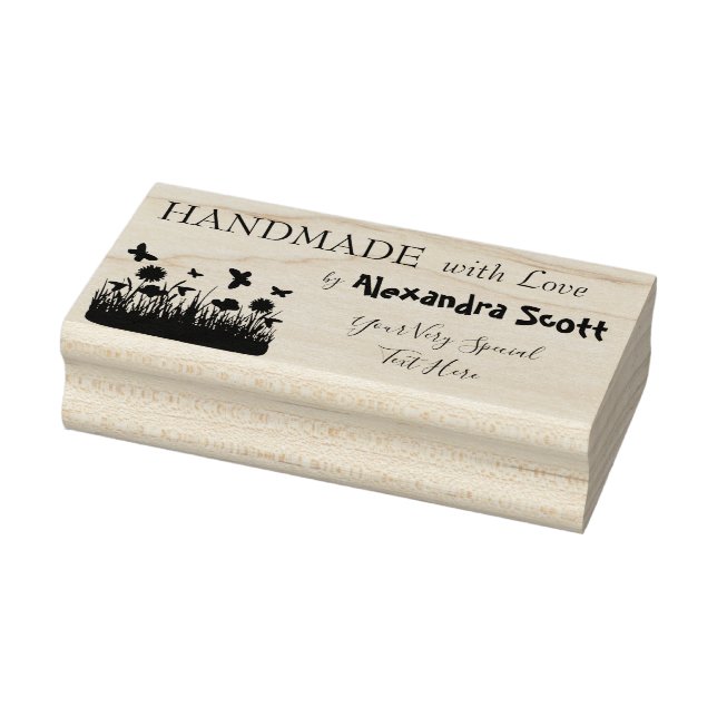 Handmade with Love by You with Own Text Rubber Stamp (Stamp)