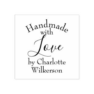 Handmade with Love by Your Custom Name Rubber Stamp