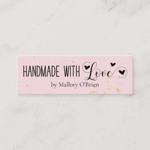 Handmade with Love Calligraphy Social Media Pink Mini Business Card