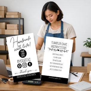 Handmade With Love Care Instructions Card