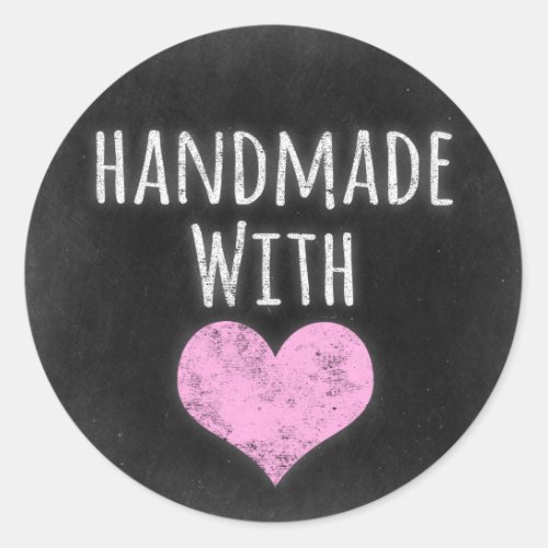 Handmade With Love Chalkboard Rustic Shabby Chic Classic Round Sticker