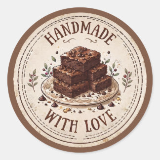 Handmade with Love | Chocolate Brownies Classic Round Sticker