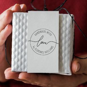 Handmade With Love Circle Minimalist Custom Name Rubber Stamp