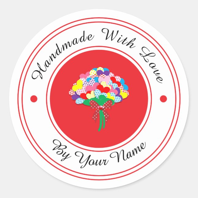 Handmade with love classic round sticker (Front)