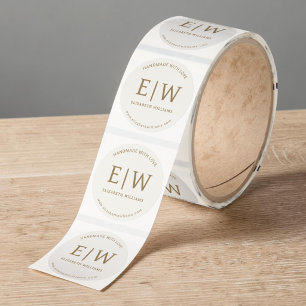 Handmade with Love Company Gold Neutral Branded Classic Round Sticker