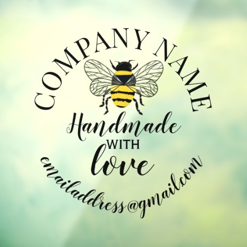 Handmade with love company name bee classic round  window cling