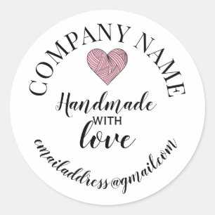 Handmade with love company name classic round sticker
