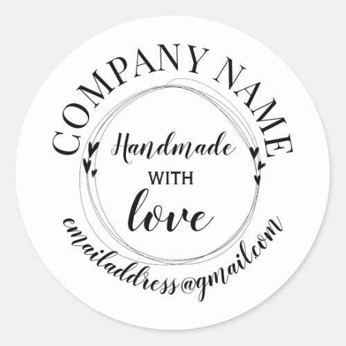 Handmade with love company name rainbow classic ro classic round sticker