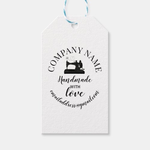 Handmade with love company name sewing machine cla gift tags