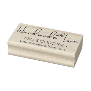 Handmade with Love Company Name & Website Rubber Stamp