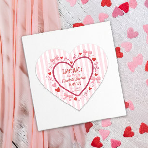 Handmade With Love Coquette Heart Thank You Sticker