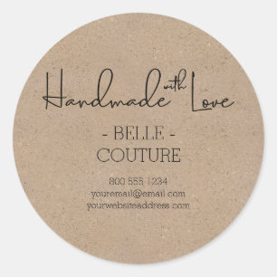 Handmade with Love Country Kraft Look Custom Classic Round Sticker