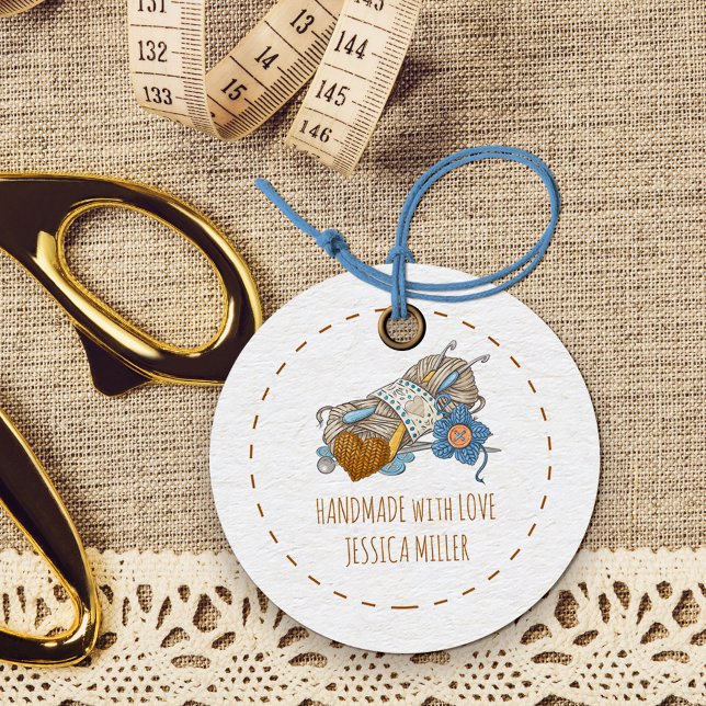 Handmade with Love Country Yarn Craft White Favor Tags (Handmade with Love gift tags)