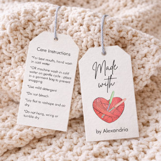 Handmade With Love Crochet Care Instructions Gift Tags
