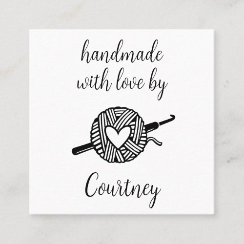 Handmade With Love Crochet Square Business Card