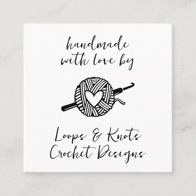 Handmade With Love Crochet Square Business Card (Front)