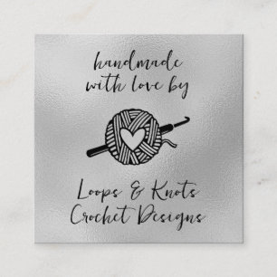 Handmade With Love Crochet Square Business Card