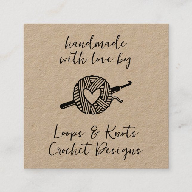 Handmade With Love Crochet Square Business Card (Front)