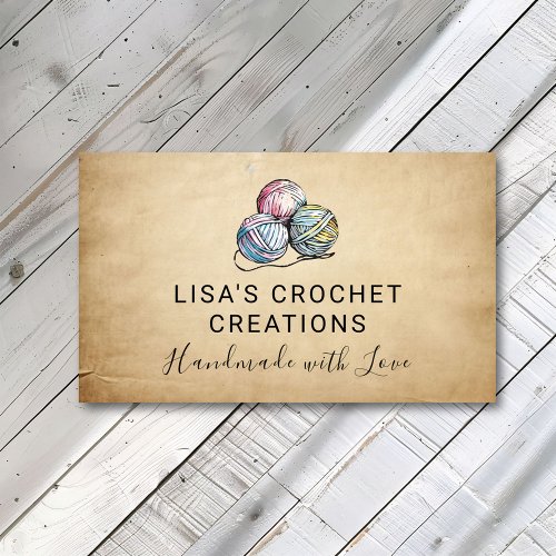 Handmade with Love Crochet Yarn Balls Small Business Card