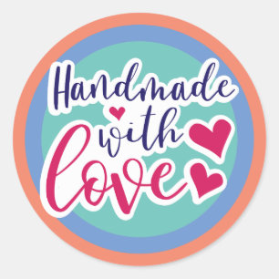Handmade With Love - custom colors Classic Round Sticker