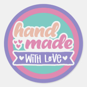 Handmade With Love - custom colors Classic Round Sticker