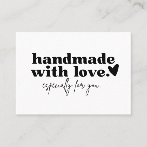 Handmade With Love | Custom Logo Black & White Business Card | Zazzle