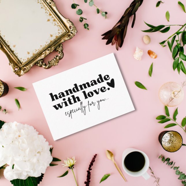 Handmade With Love | Custom Logo Black & White  Business Card (Creator Uploaded)