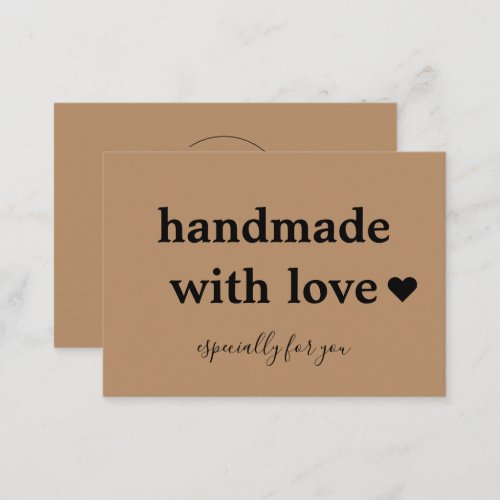 Handmade With Love  Custom Logo Brown Business Card