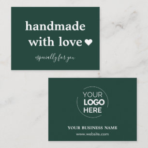 Handmade With Love Custom Logo Green Business Card