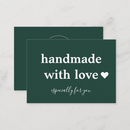 Handmade With Love  Custom Logo Green Business Card