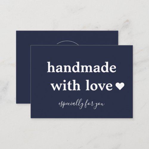 Handmade With Love  Custom Logo Navy Business Card