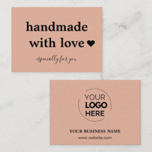 Handmade With Love   Custom Logo Pink Business Card