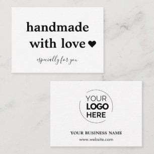 Handmade With Love Custom Logo White Business Card