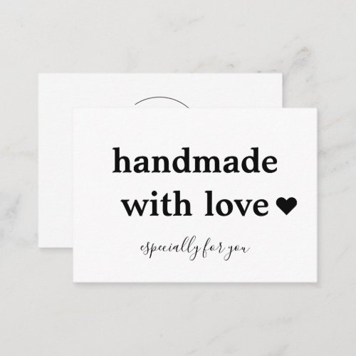 Handmade With Love  Custom Logo White Business Card