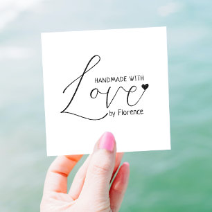 Handmade With Love, Custom Minimalist Signature  Rubber Stamp