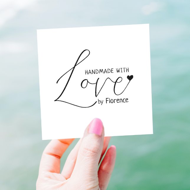 Handmade With Love, Custom Minimalist Signature  Rubber Stamp (Creator Uploaded)