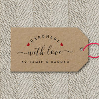 HANDMADE WITH LOVE Custom Modern Script Kraft Gift Tags