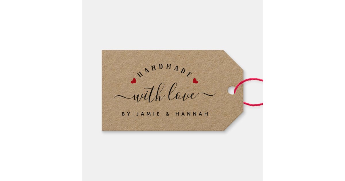 Cute Personalized Handmade with Love Kraft Gift Tags
