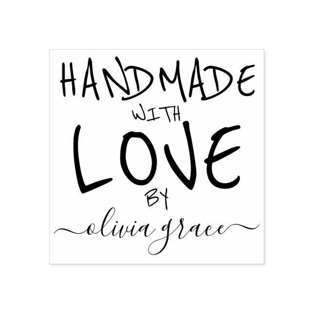 Handmade with love custom personalized typography rubber stamp (Imprint)
