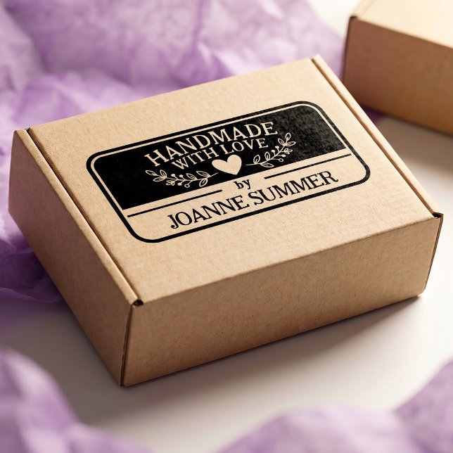 Handmade With Love Custom Small Business Packaging Rubber Stamp (Creator Uploaded)