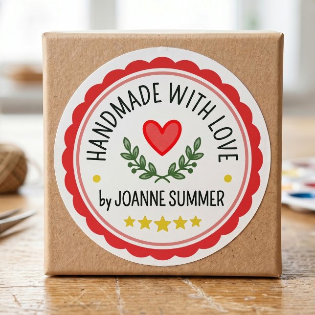 Handmade With Love - Customizable Brand Packaging Classic Round Sticker (Creator Uploaded)
