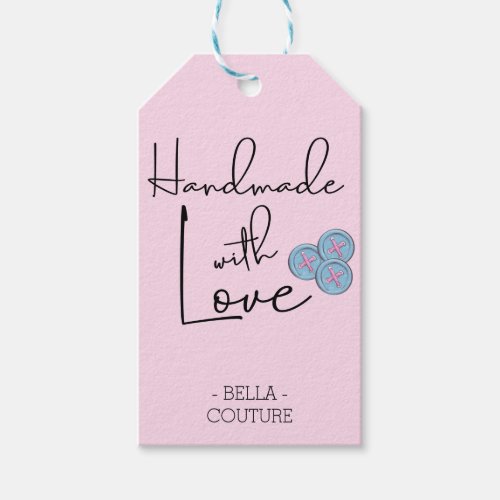 Handmade with Love Cute Buttons Pink Gift Tags