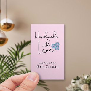 Handmade with Love Cute Buttons Pink Vertical Business Card