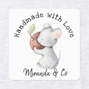 Handmade with Love Cute Mouse and Apple  Labels