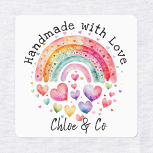 Handmade with Love Cute Rainbow & Hearts Labels
